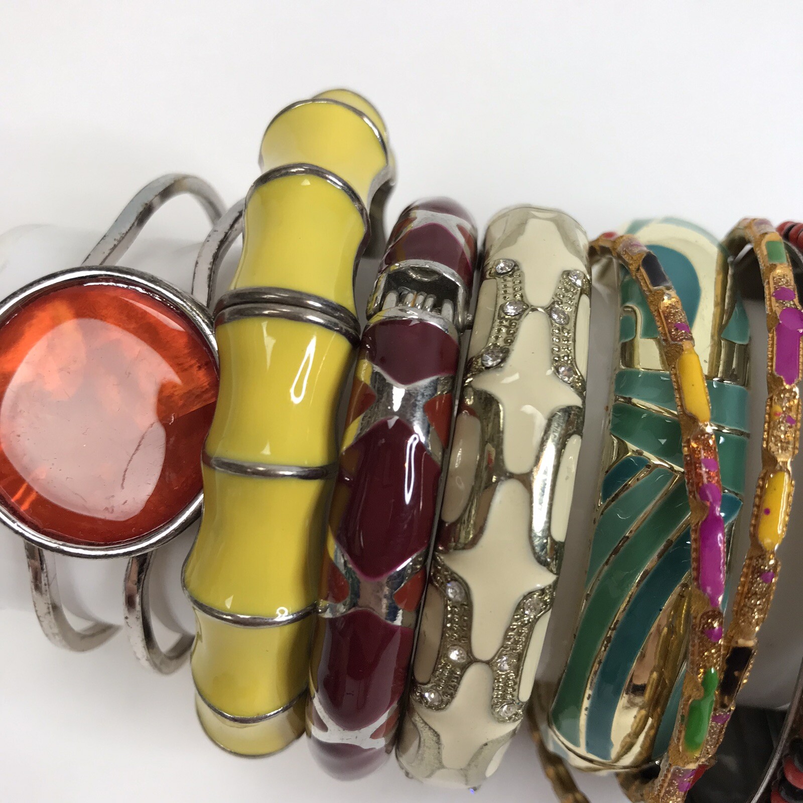 Bracelet Lot Bangles Enamel Plastic mixed materials colorful Vintage to mod boho