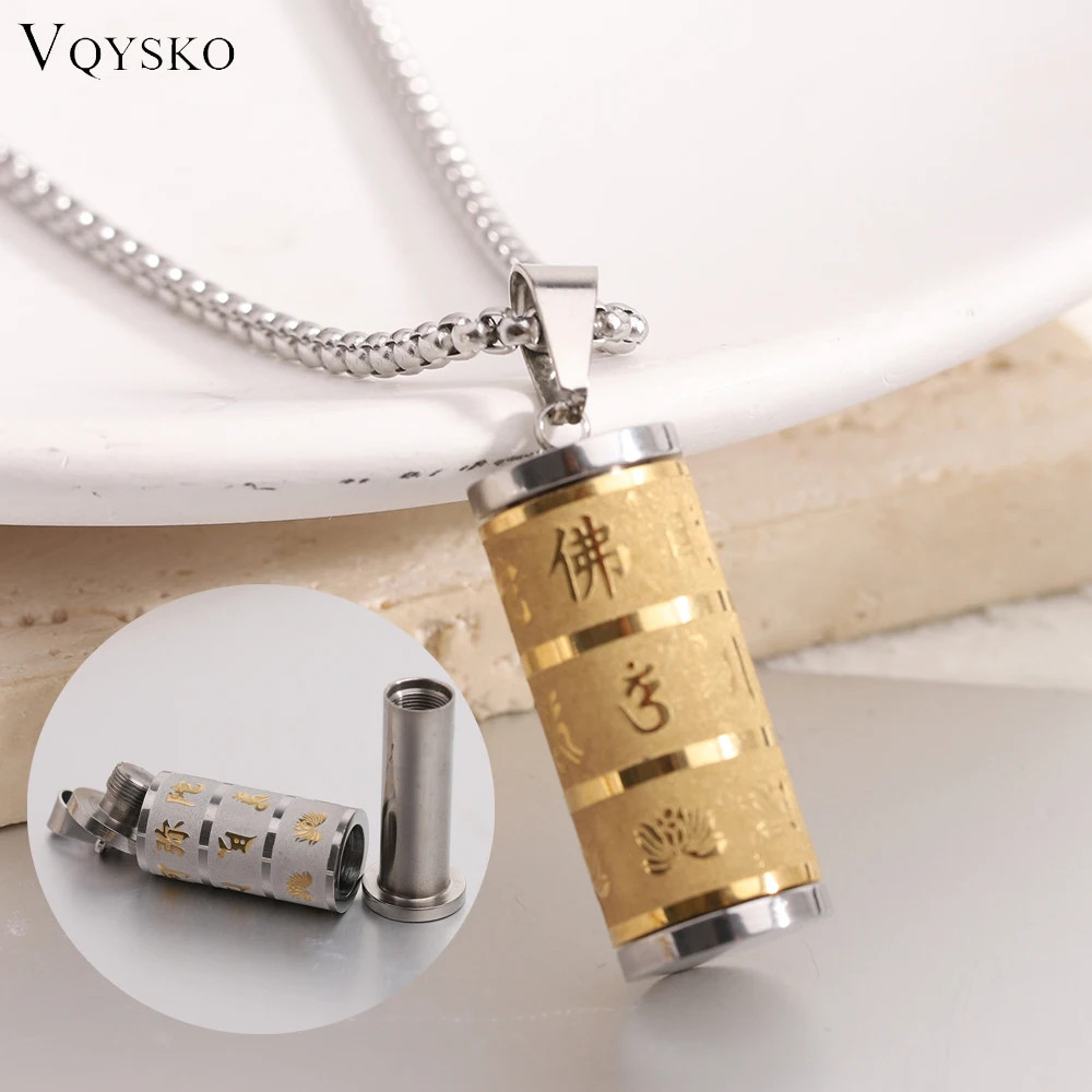 Om Mani Padme Hum Prayer Wheel Pendant Necklace Tibetan Ethnic Style Jewelry for