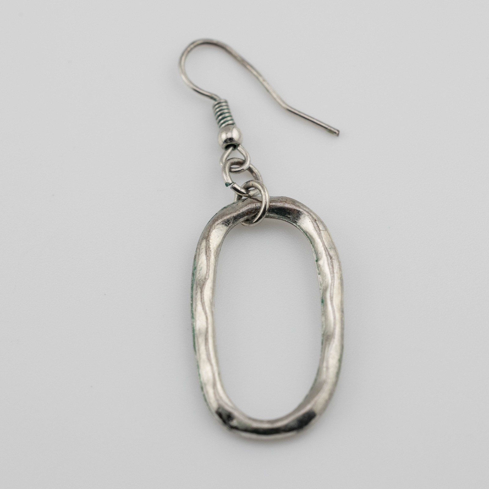 Hammered Oval Hoop Earrings Organic Elongated Drop Dangle Boho