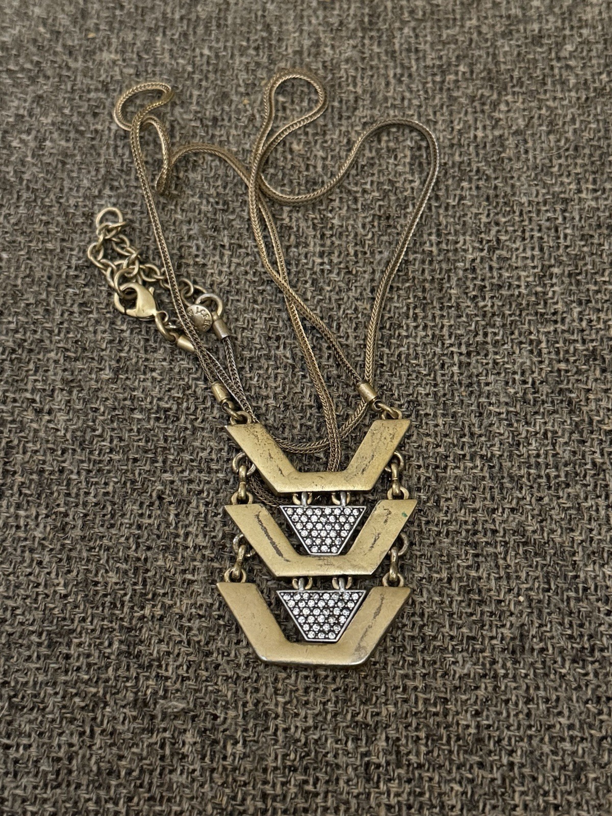 J.Crew Necklace Gold Tone Geometric Triangle Bib Statement Womens Jewelry 26″