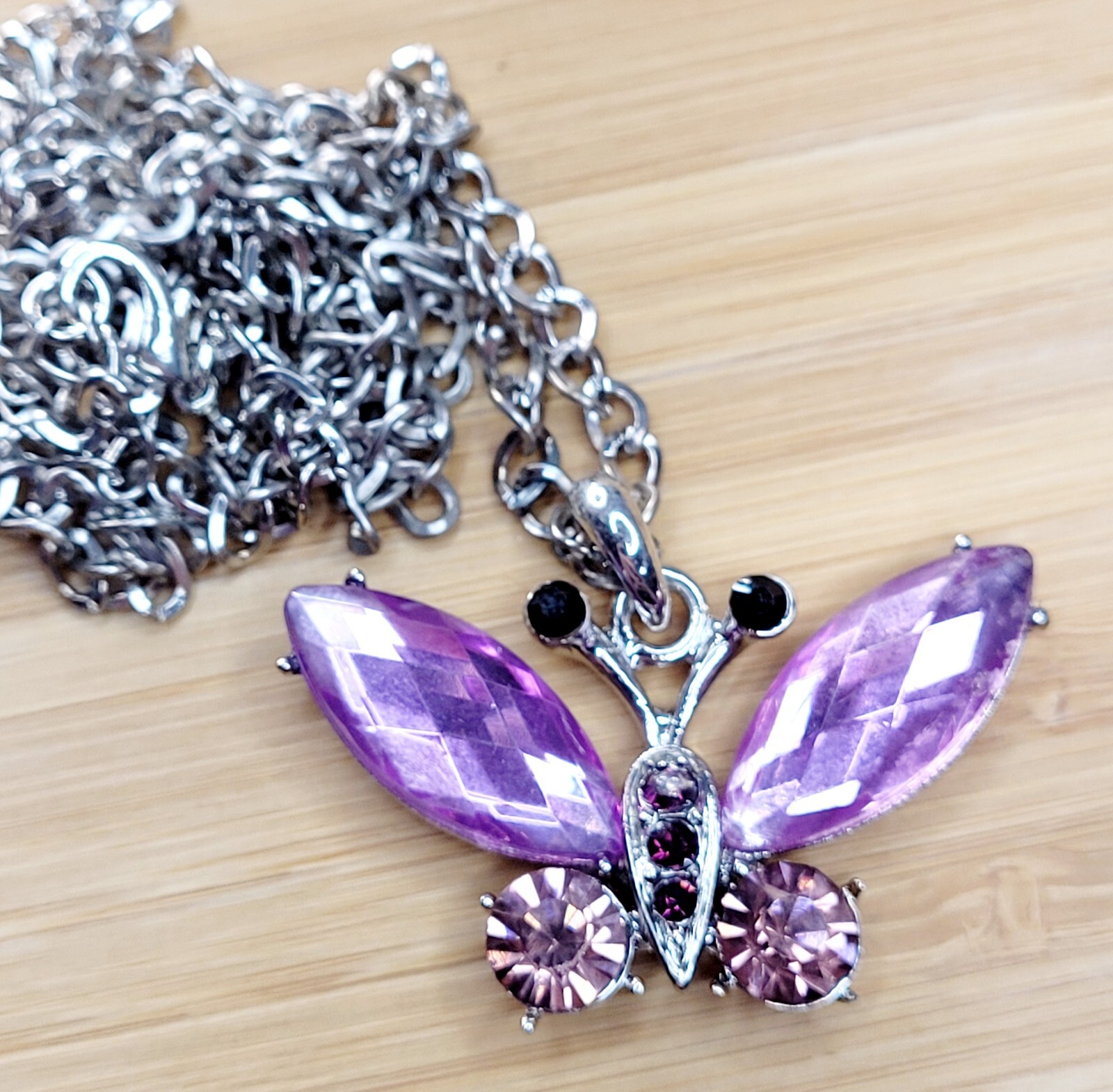 Purple Butterfly Pendant Vintage NECKLACE, with Gift Bag, BRAND NEW