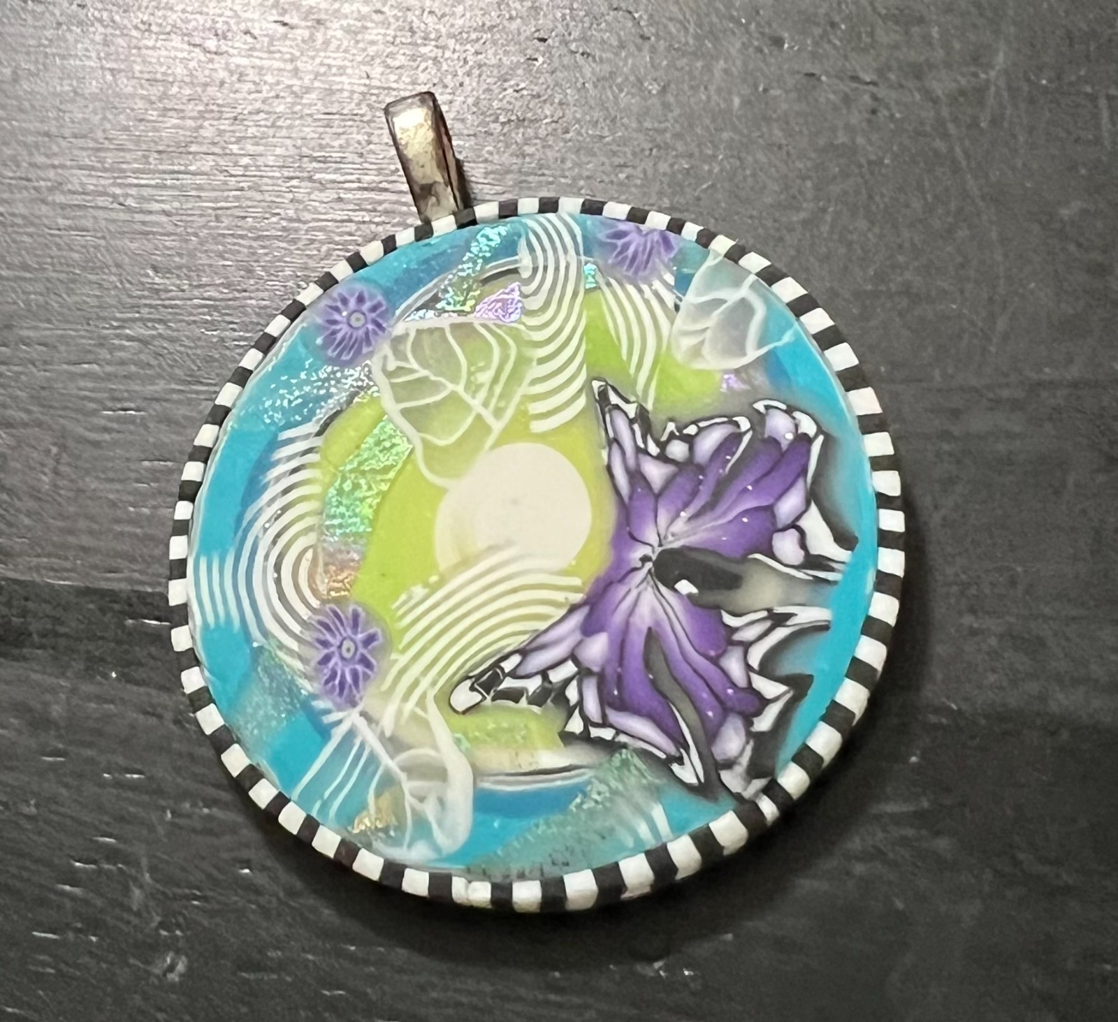purple and green necklace pendant/charm