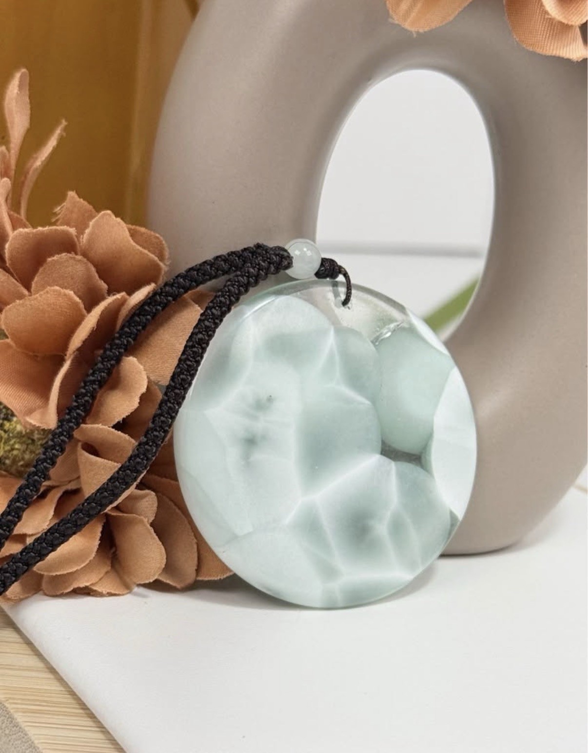 Man Made Larimar Pendant Necklace 52.1/6.1MM