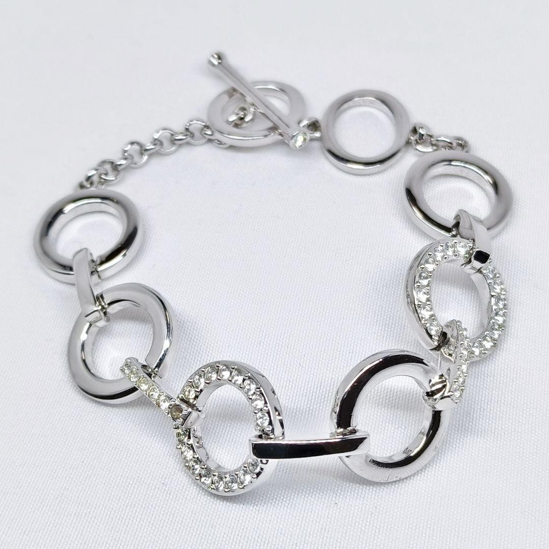 Swarovski Circle Link Bracelet Silver with Rhinestones 19.5cm