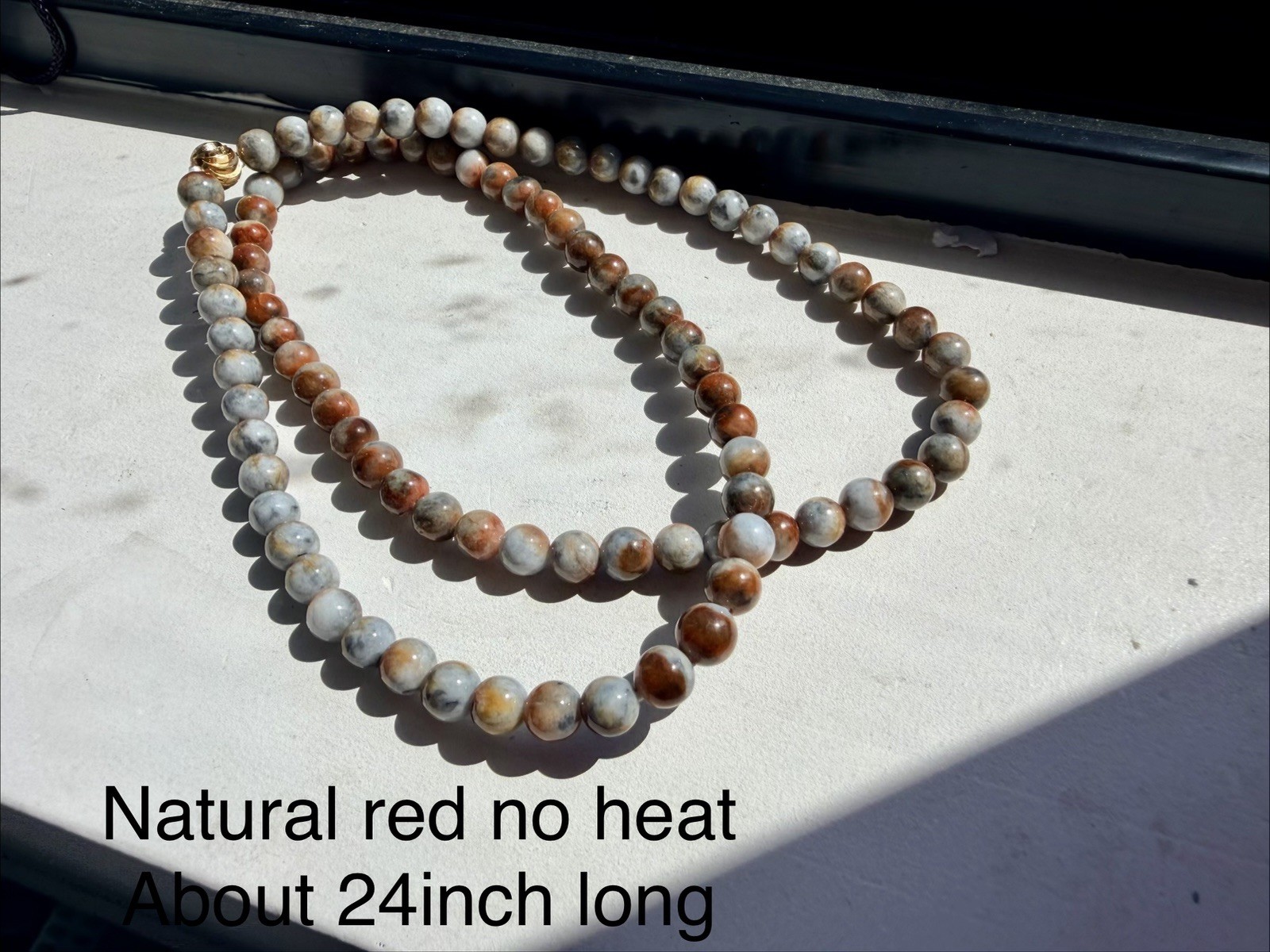 jadeite burma necklace 6.5m red gray half half type A Burmese jade 翡翠 红乌鸡无烧