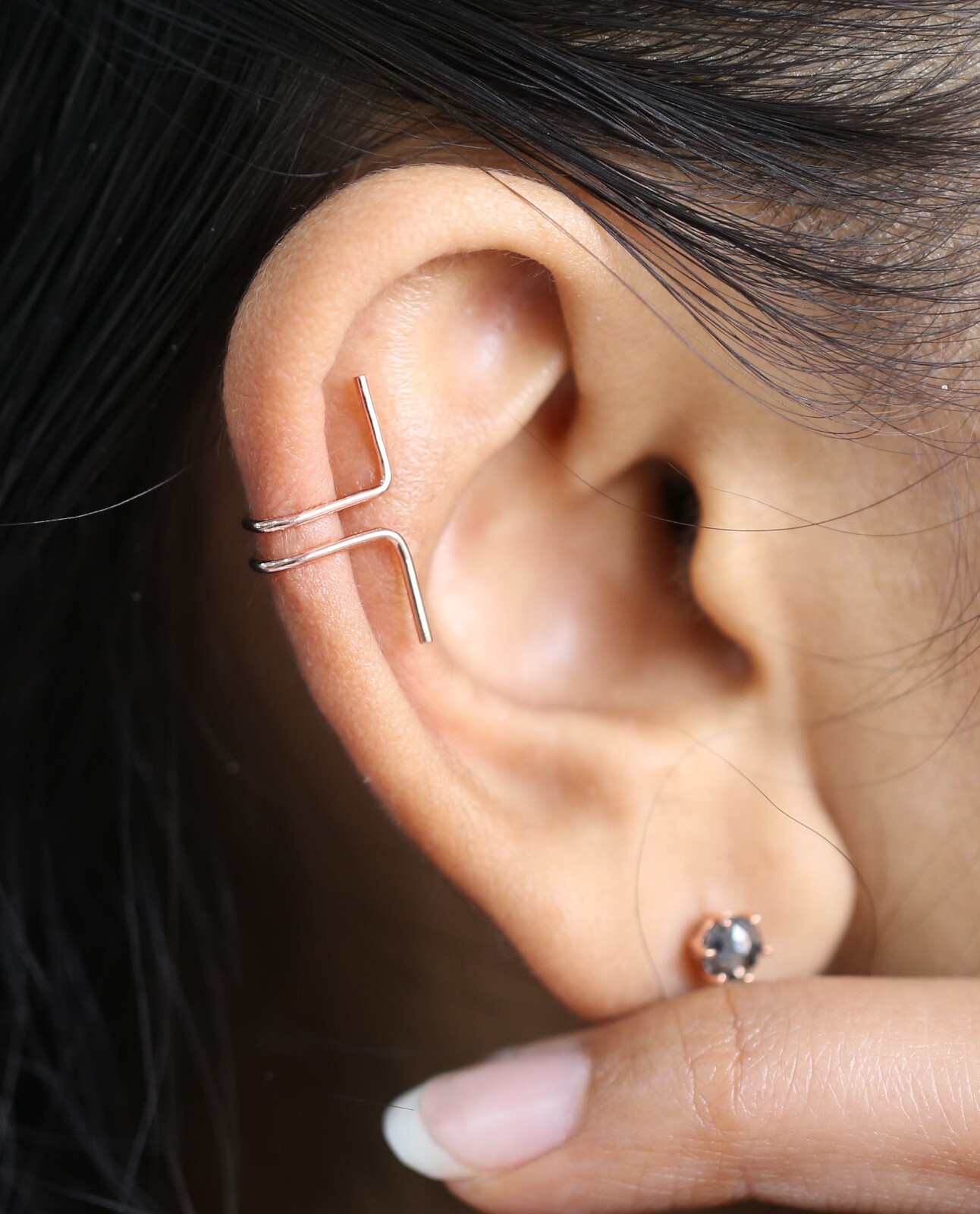 Plain Gold 14K Rose White Yellow Gold Engagement Wedding Gift Ear Cuff KD1073
