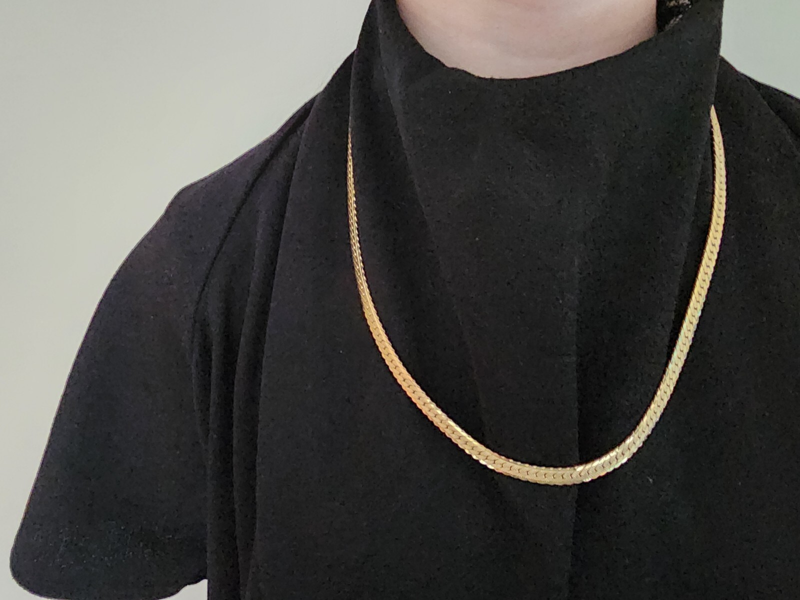 Woman 18K Gold Plated Snake Herringbone Chain Necklace