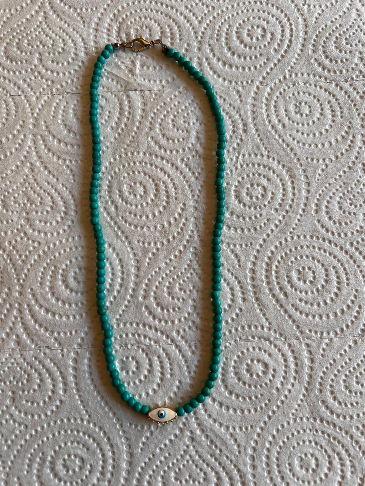 Blue Turquoise Beaded Evil Eye Necklace Handma Lucky Pendant
