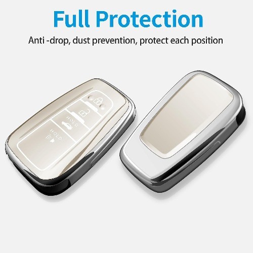 Key Fob Cover with Keychain, Special Soft TPU Key Case Protector Color: White