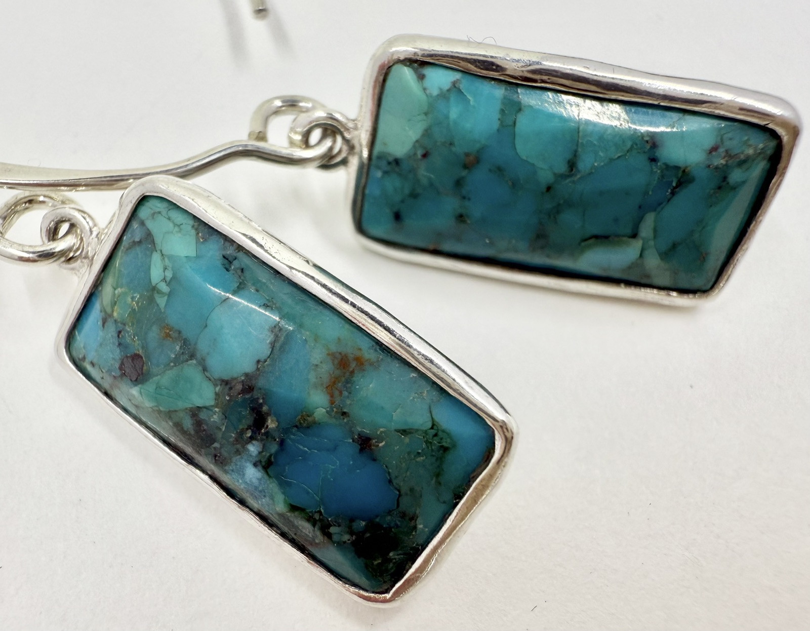 SILPADA W3379 STERLING 925 COMPRESSED TURQUOISE OASIS THREADER EARRINGS (T580)
