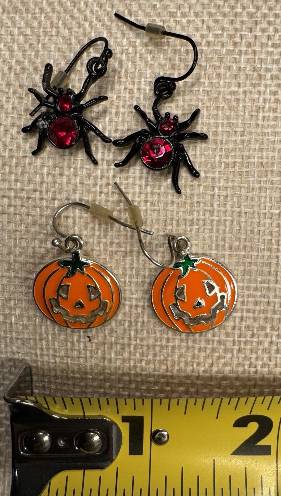Halloween Dangle Earrings Mixed Lot 4-Piece Spider Rhinestone & Jack-O-Lantern