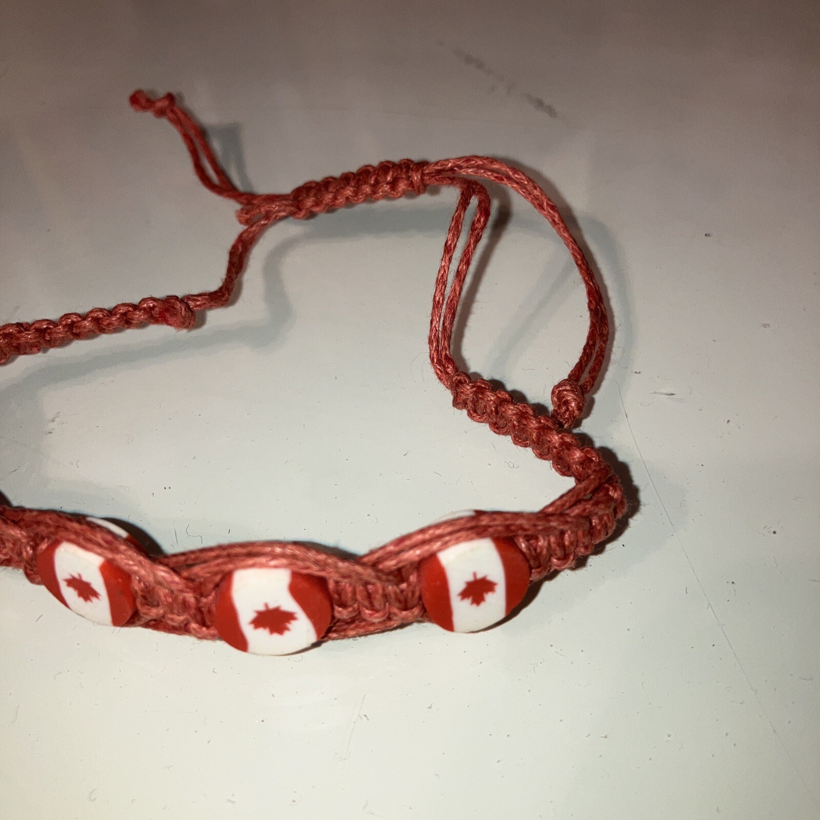 Adult/Children’s Unisex Red & White New Adjustable Maple Leaf, Canada Bracelet
