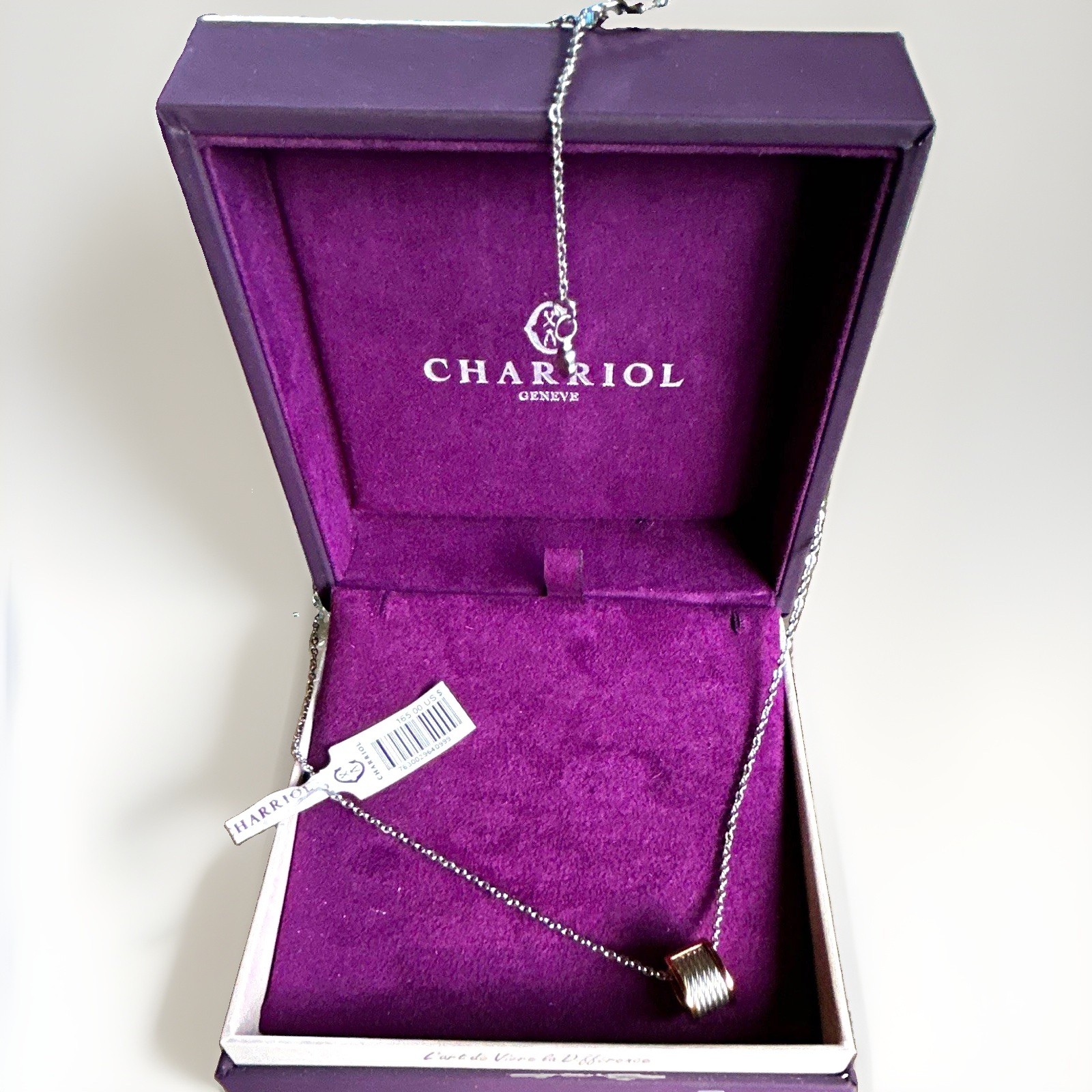 Charriol Silver Stainless Steel Round Charm Pendant Necklace 45cm Adjustable