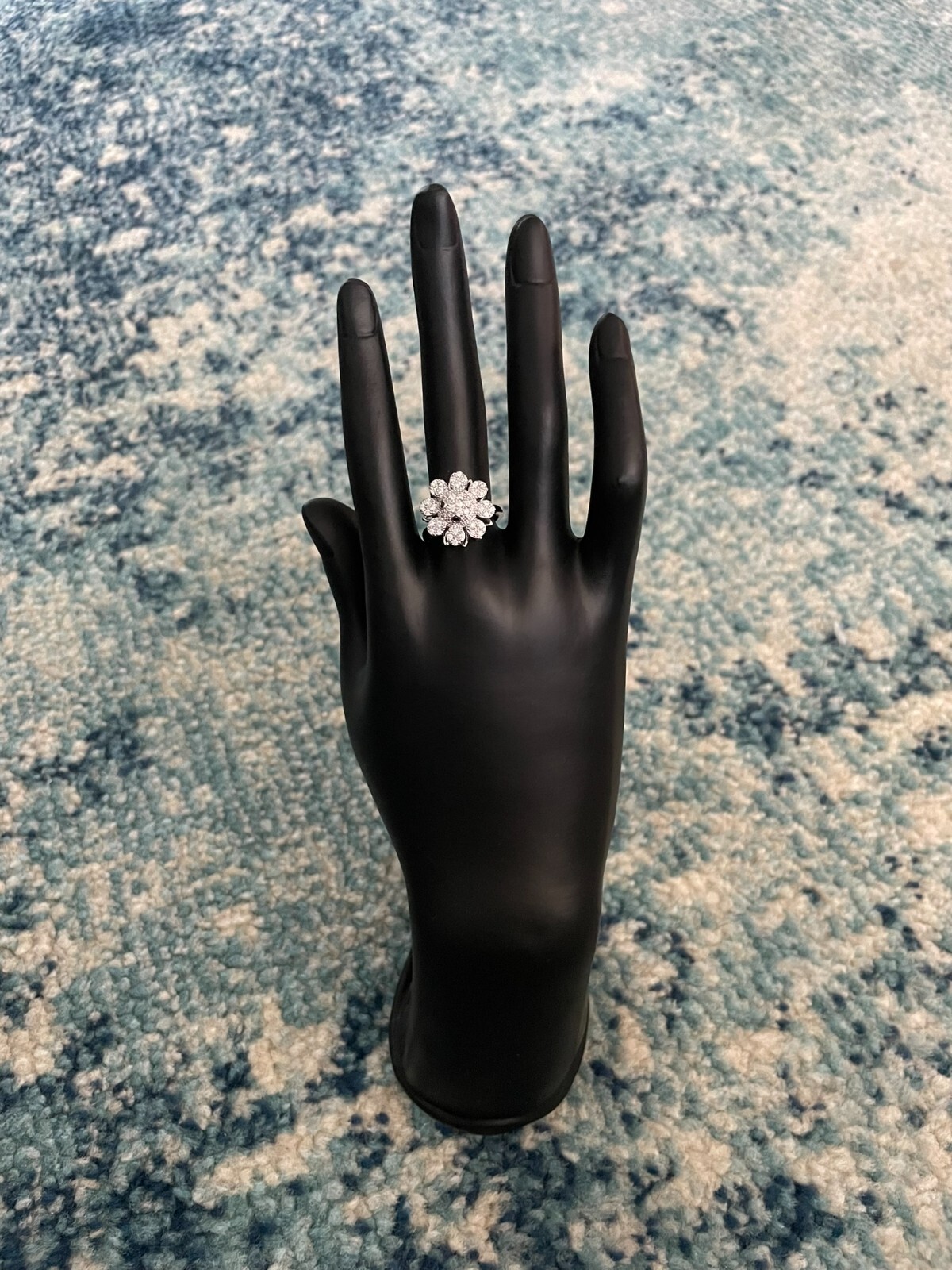 Smile Sunflowers Adjustable Opening Fidget Ring Anxiety Crystal Spinning Ring