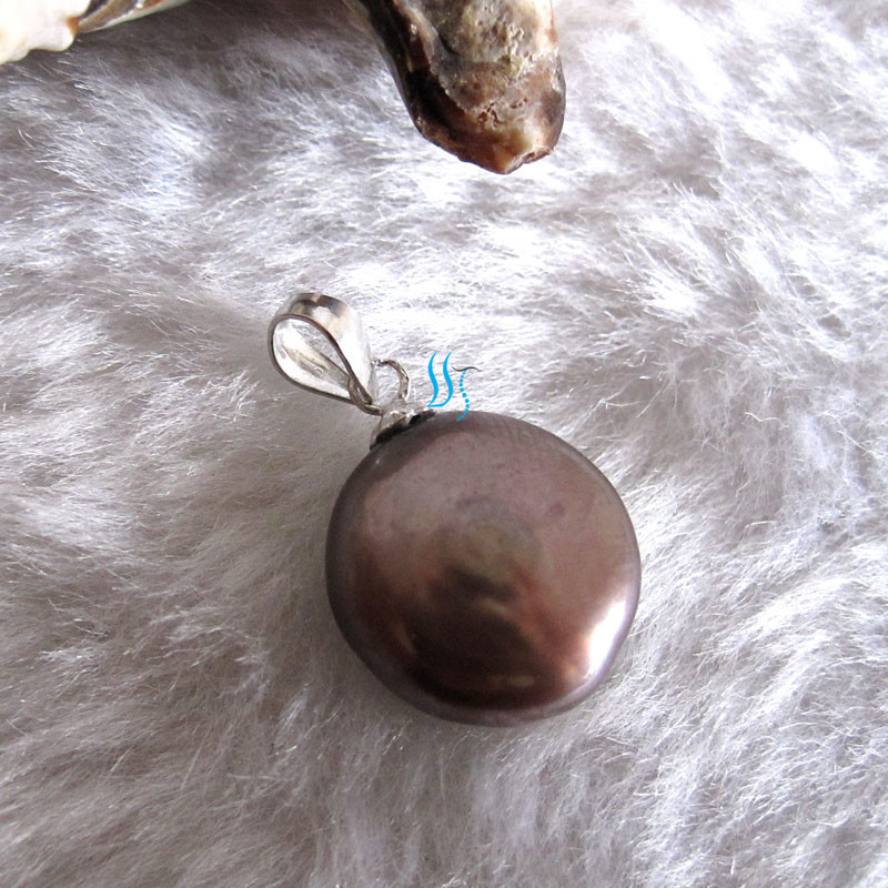 11.0-12.0mm Coin Freshwater Pearl Pendant P1S——MORE COLORS