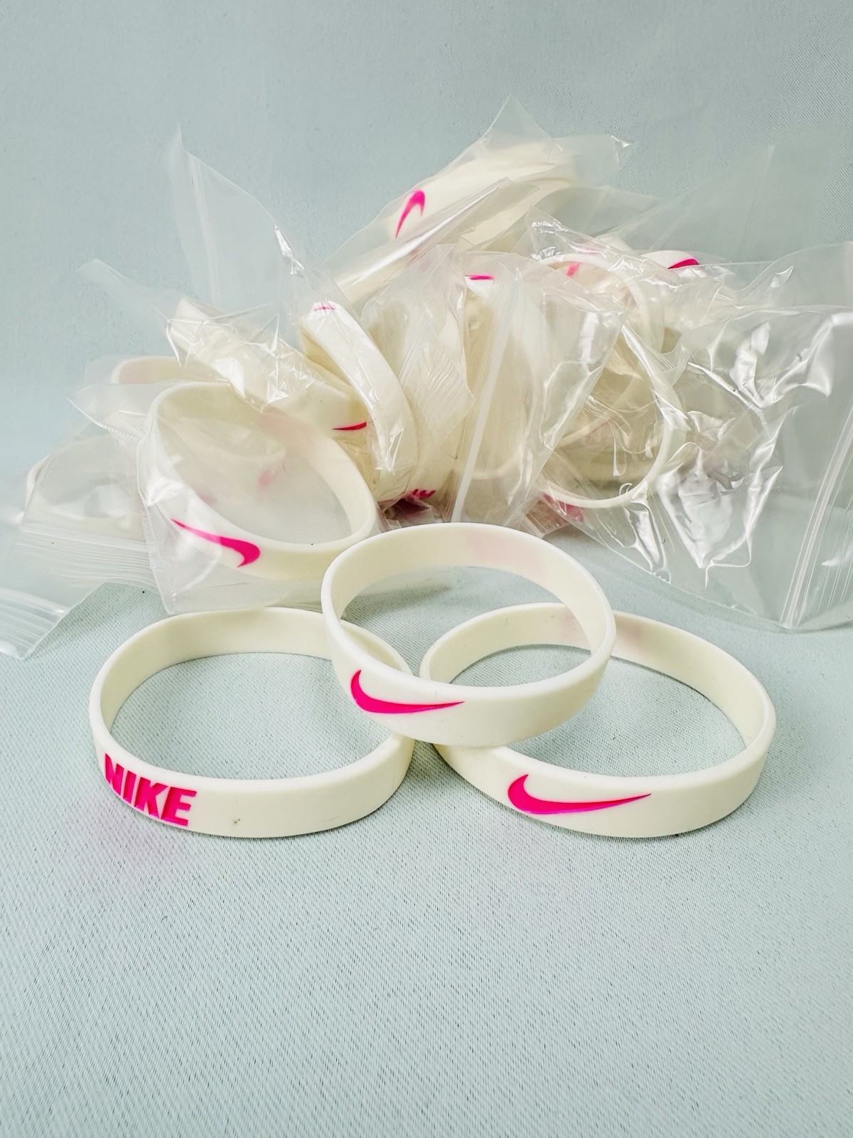 100 Pcs of Nike Silicone Wristband Bracelets Mixed Colors/pick Colors You Want