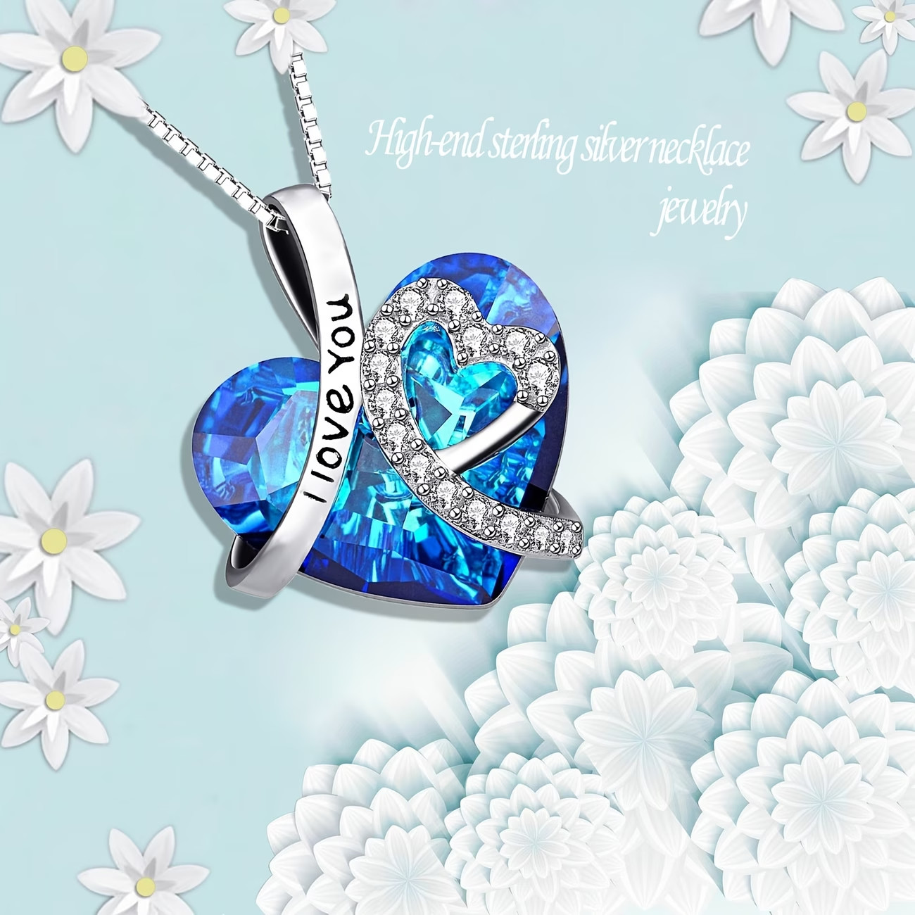 Elegant 925 sterling Silvery “I love you forever” heart-shaped pendant necklace