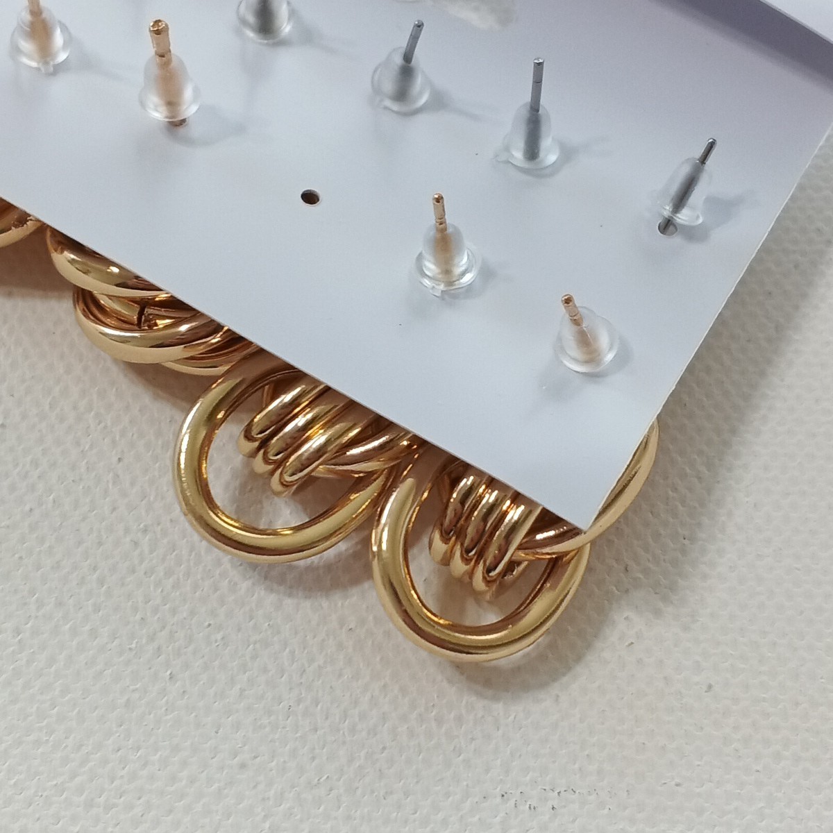 5 pairs Earrings Twisted Brass Plated One Size Stud Earrings