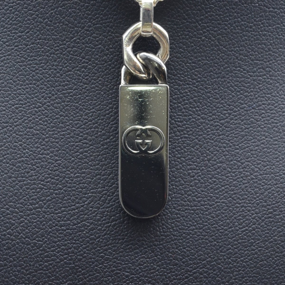 GUCCI Silver Interlocking G Necklace Pendant Adjustable 50-55cm Used