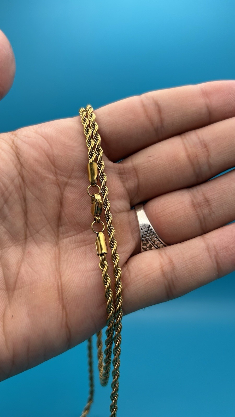 Rope chain 14k real gold plates for men’s women’s 4mm 24inch