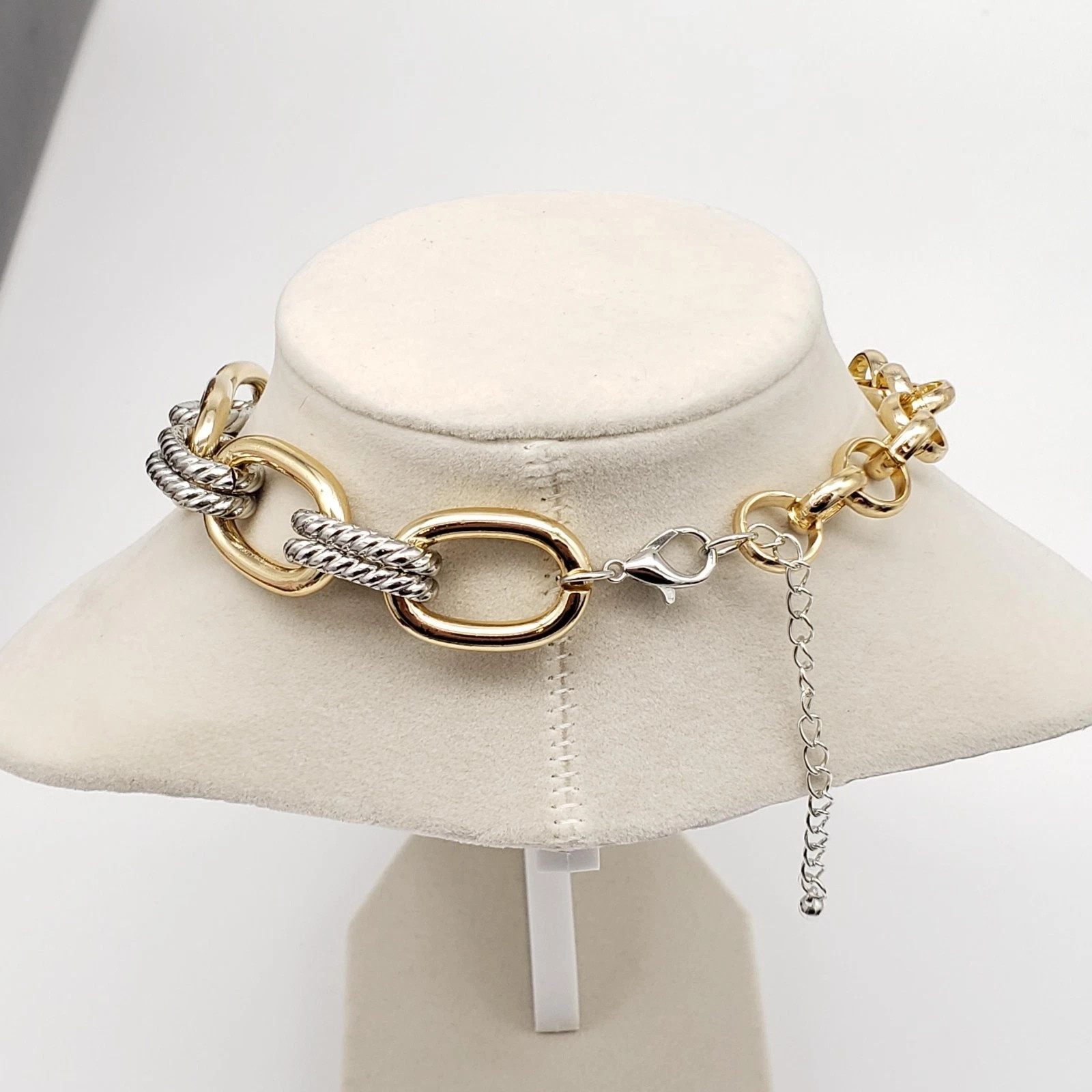 Authentic Louis Vuitton Gold Padlock w/ Unbranded Fashion Geometry Necklace