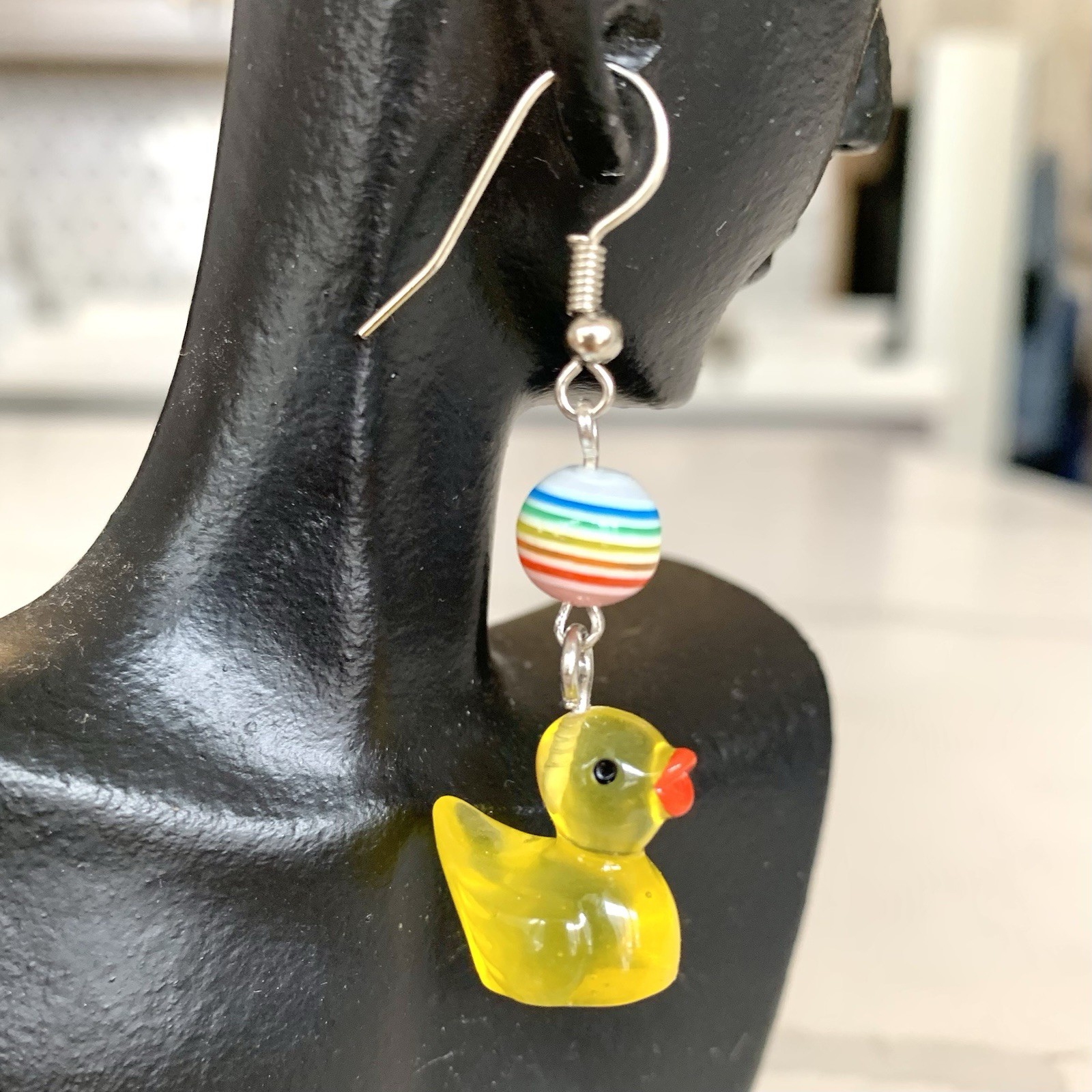 NEW Yellow Duck Dangle Earrings