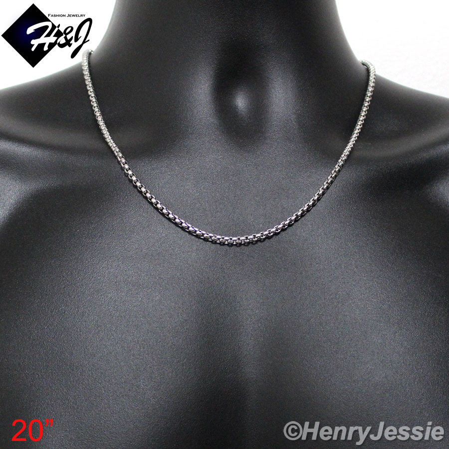 18-36″MEN Stainless Steel 3mm Silver Box Chain Plain Ankh Key Cross Pendant*P106