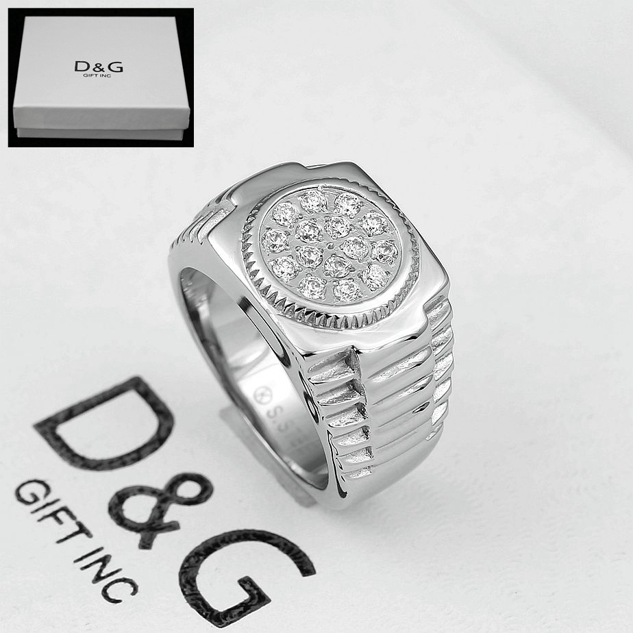 DG Men’s Stainless Steel Cubic Zirconia,Brilliant Rings #8-13*High Polish*Box