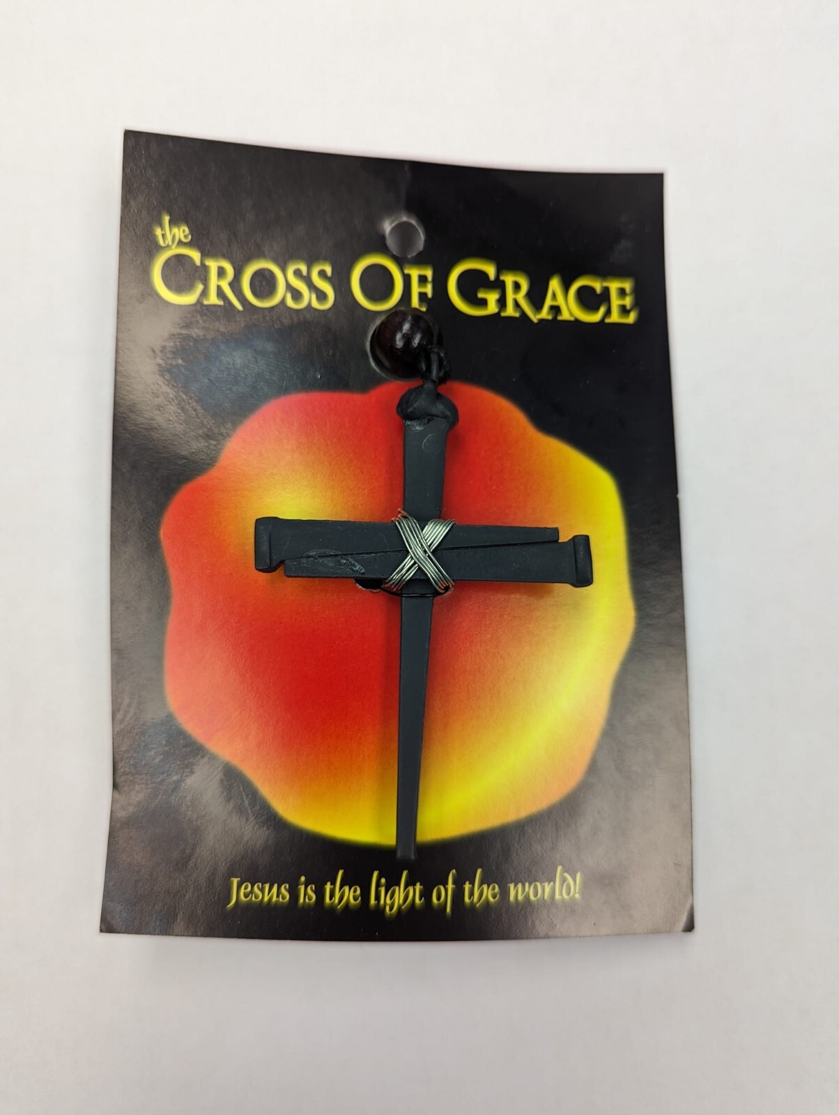 Made in USA Cross Necklace Made of Nails 3 inches x 2 inches on leather strap