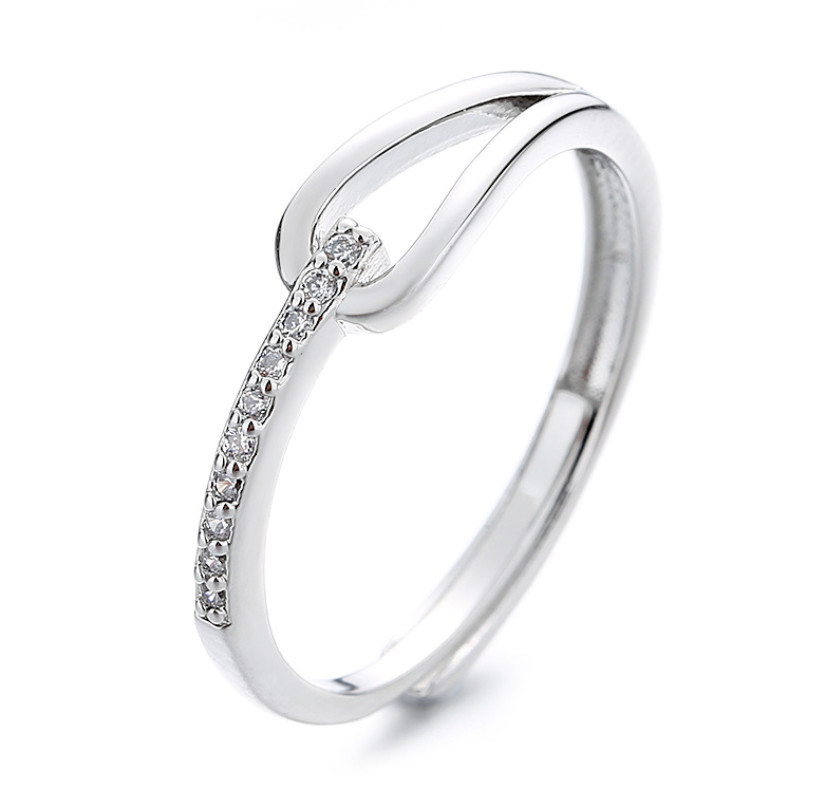 Geometric CZ Knot Openwork Regulation Ring For Women Girl Fashion Jewelry E17