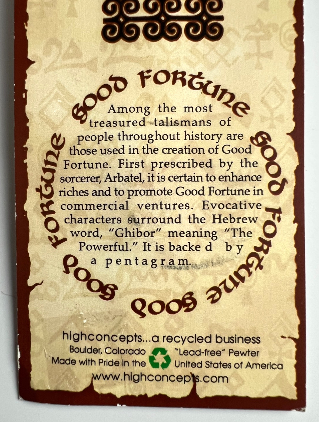highconcepts ~Good Fortune Talisman Necklace Amulet 2 Sided w/Inverted Pentagram