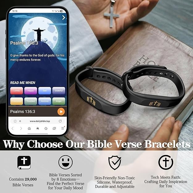 Bible Verse Bracelet,NFC-Enabled Jesus Bracelets for IOS and Android