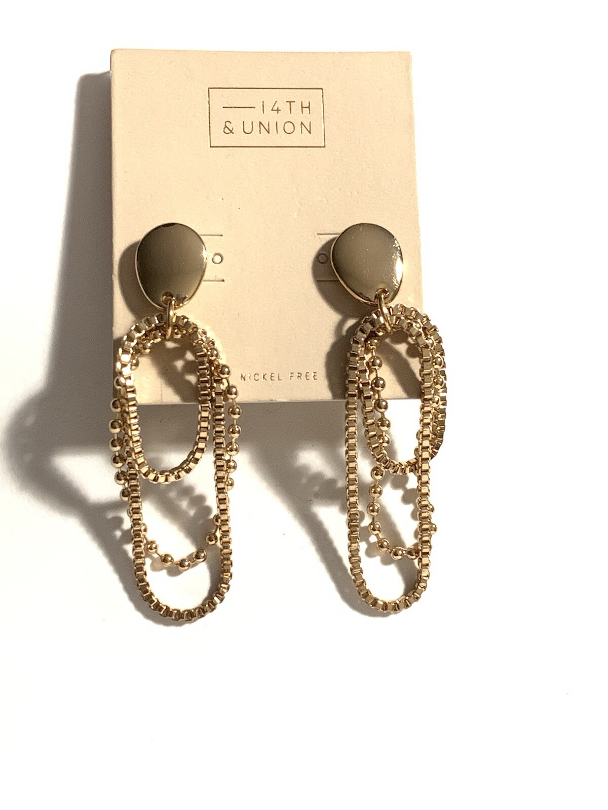 14th & Union Stud Dangle Goldtone Earrings Costume Jewelry NEW