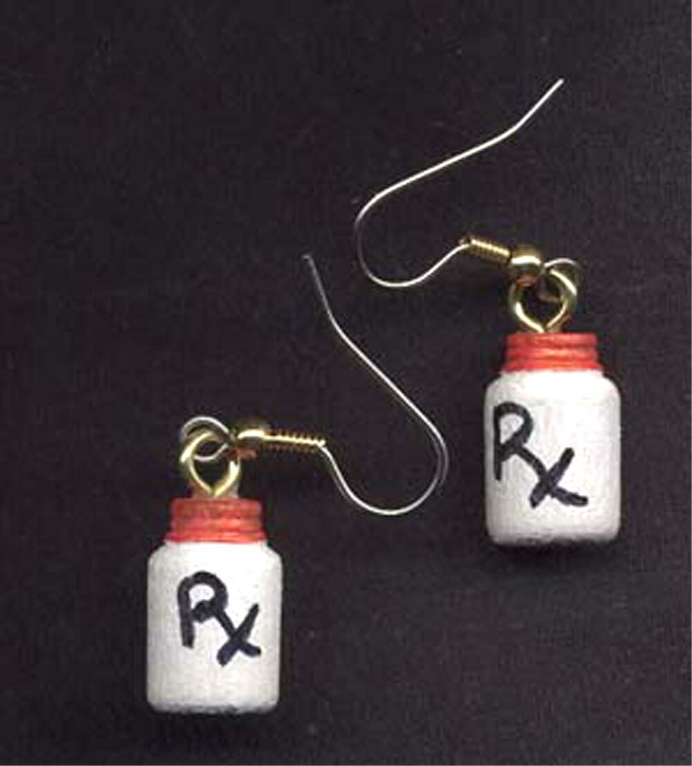 Mini Rx MEDICINE PILL ASPIRIN BOTTLE EARRINGS Nurse Doctor Medical Charm Jewelry