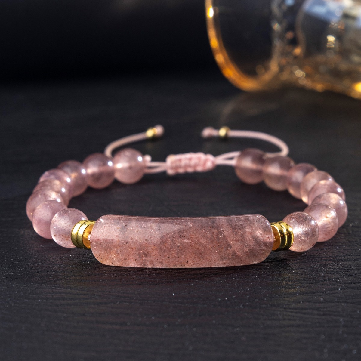 Dongling Jade Tiger’s Eye Amethyst White Quartz Strawberry Quartz Gems Bracelet