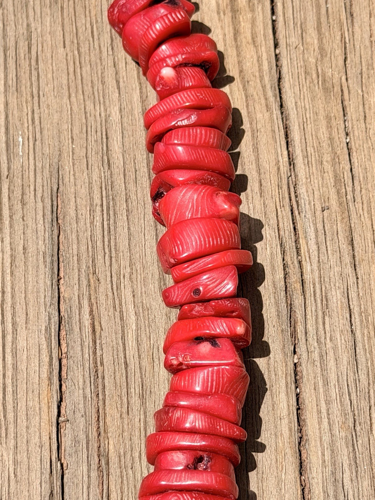 Red Dyed Chunky Branch Coral Necklace 925 Toggle Clasp 18”