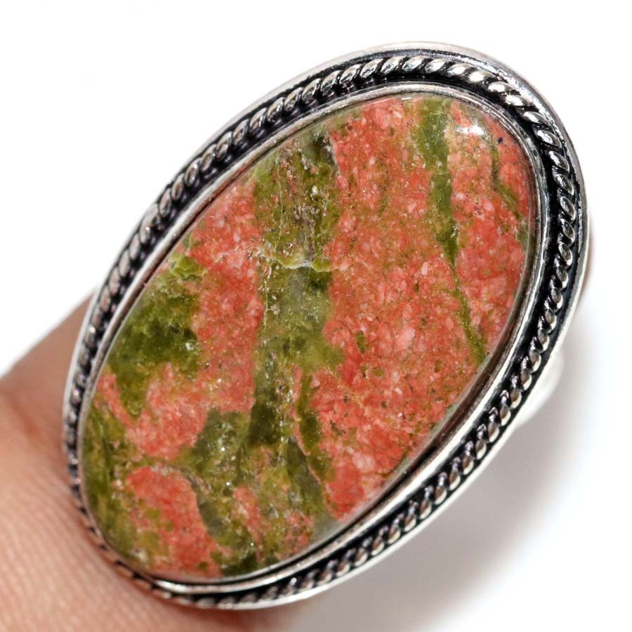 Unakite 925 Silver Plated Ring US 8.5 Elegant Gift Design Most Beautiful MJ