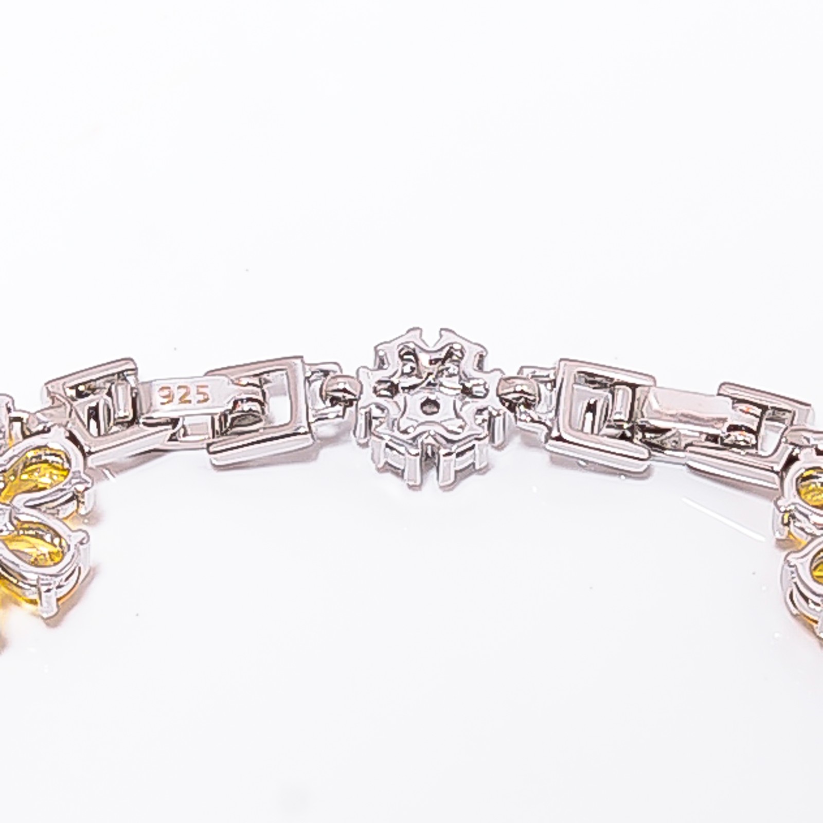 Yellow Sapphire -Simulated, CZ 925 Sterling Silver Bracelet 7-8″ B1122613265