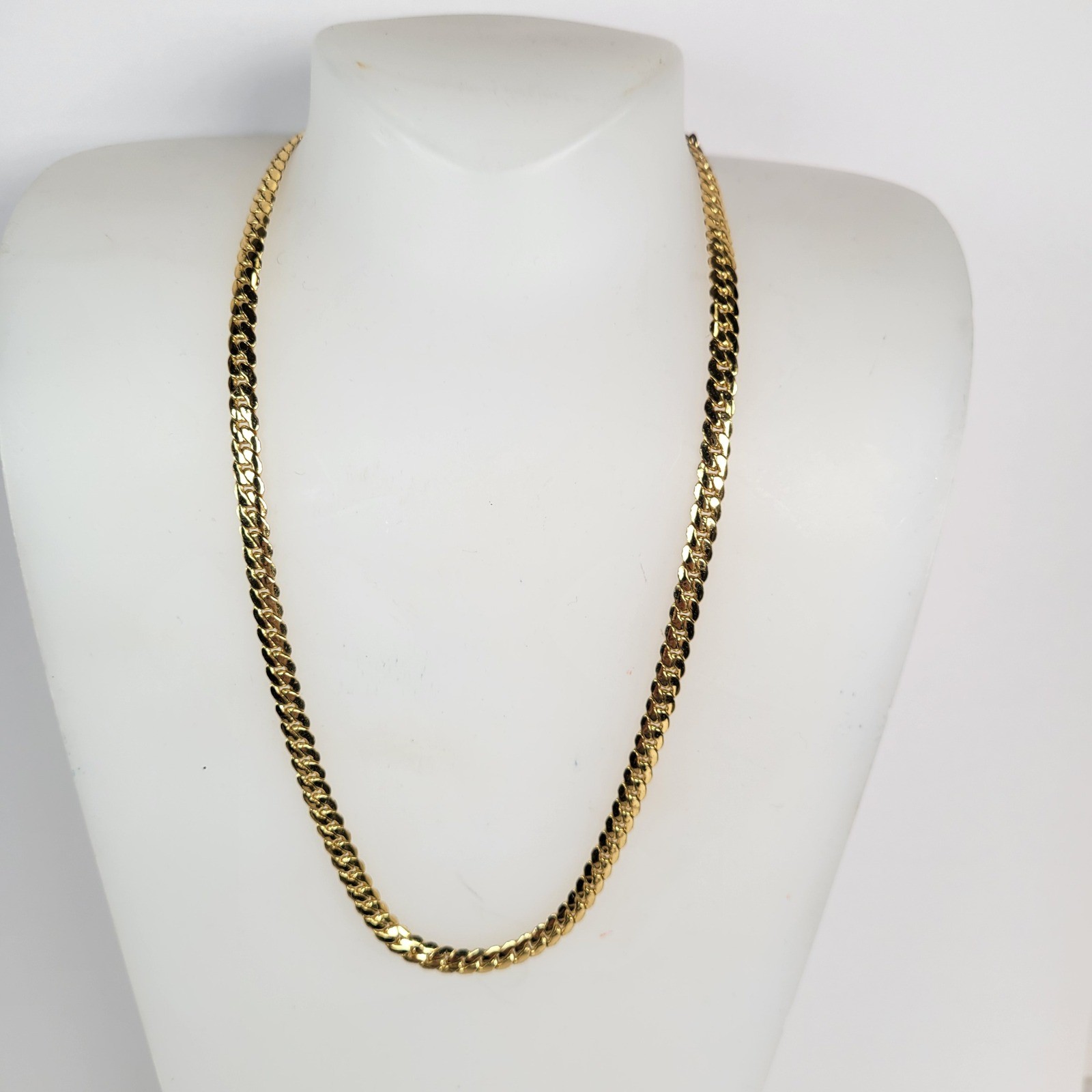 Gold Tone Flat Curb Chain Necklace Adjustable 16-19 Inch Minimalist Link