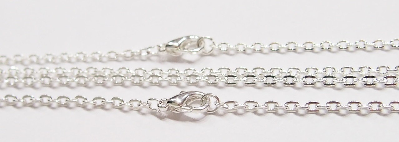 2 Silver Plated 18″ Sturdy Chains with Lobster Clasp Necklace for Pendants, Nice