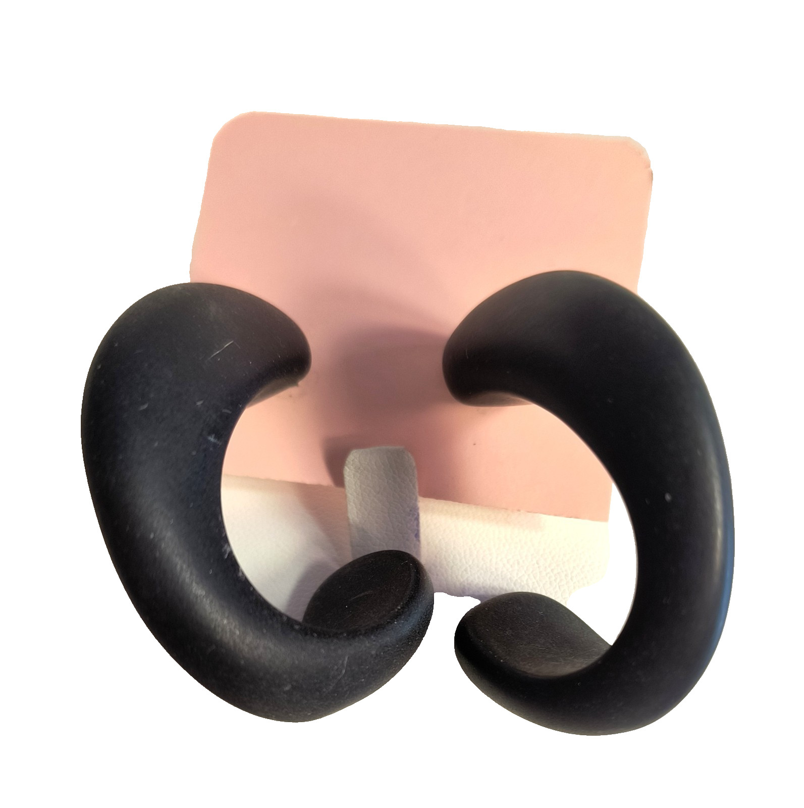 Chunky Black Acrylic Women’s Stud/Post Earrings For Pierced Ears 1 3/4 Inches