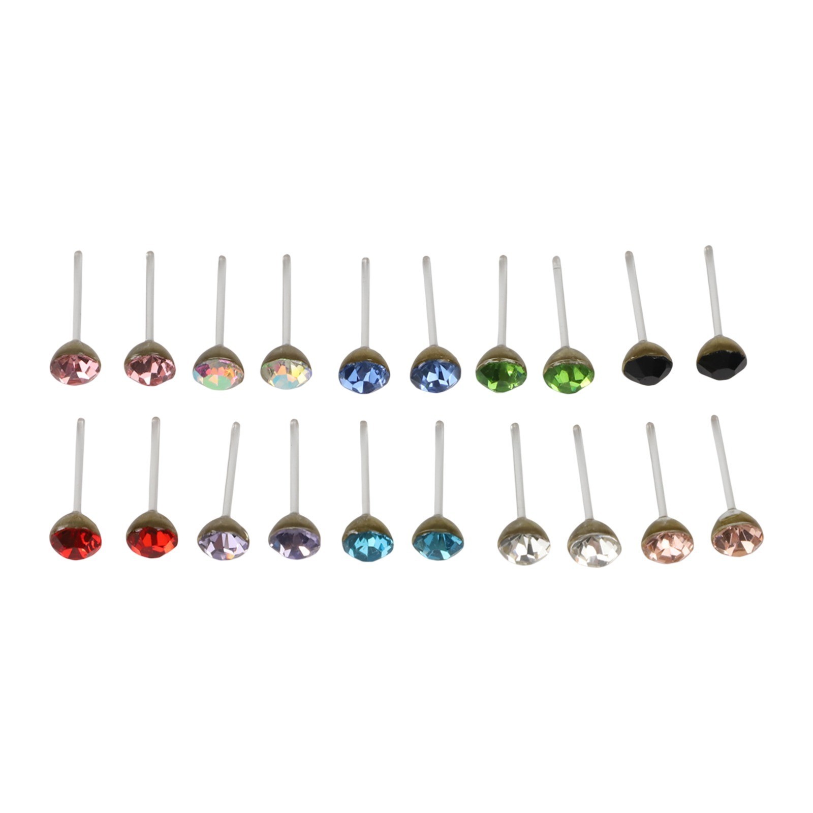 20 Pairs Stylish Zircon Earrings Set in Various Colors for Fashion Lovers