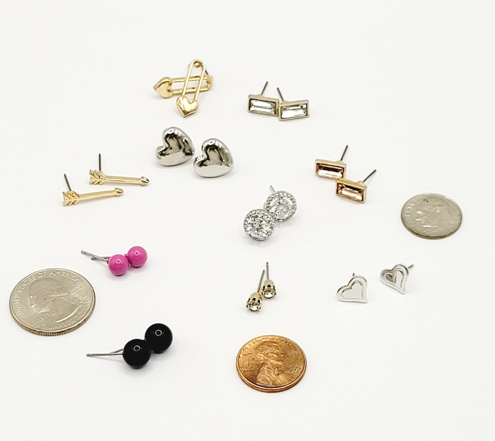 10 Pair Stud Mixed Material Tone Color Modern Pierced Earrings