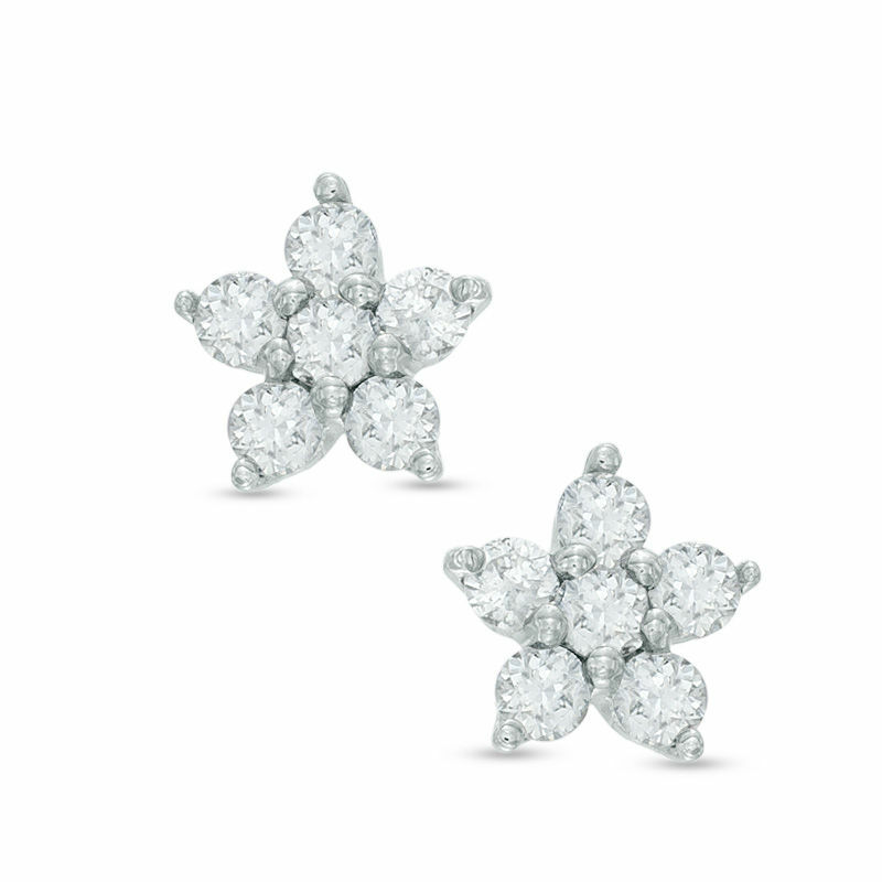 Women’s 18k White Gold Plated Flower Stud Earrings Made With Swarovski Elements