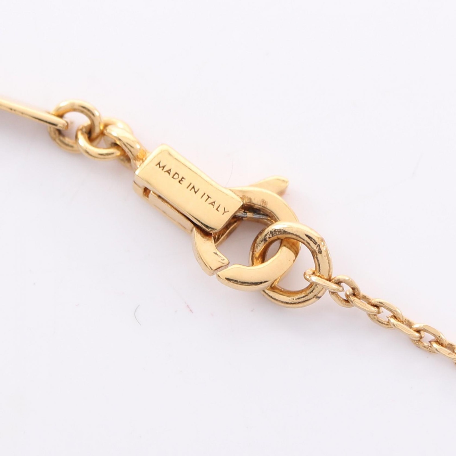 CELINE Triomphe Sparkle Necklace Gold Plated Rhinestone Used 36~42cm