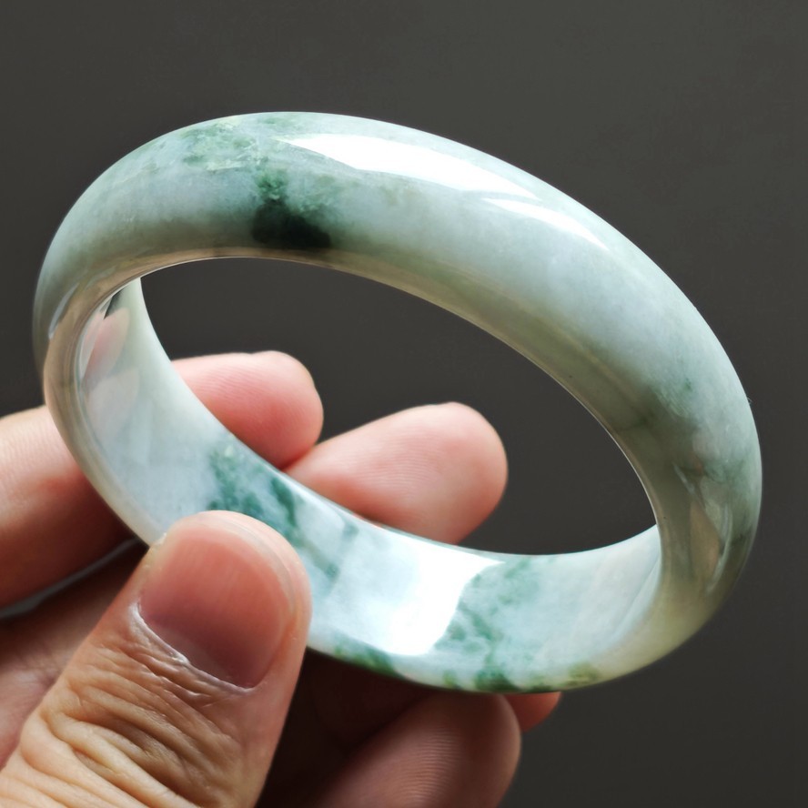59mm Certification Grade A Green Burma Natural Jadeite Jade Bracelet Bangle 8647