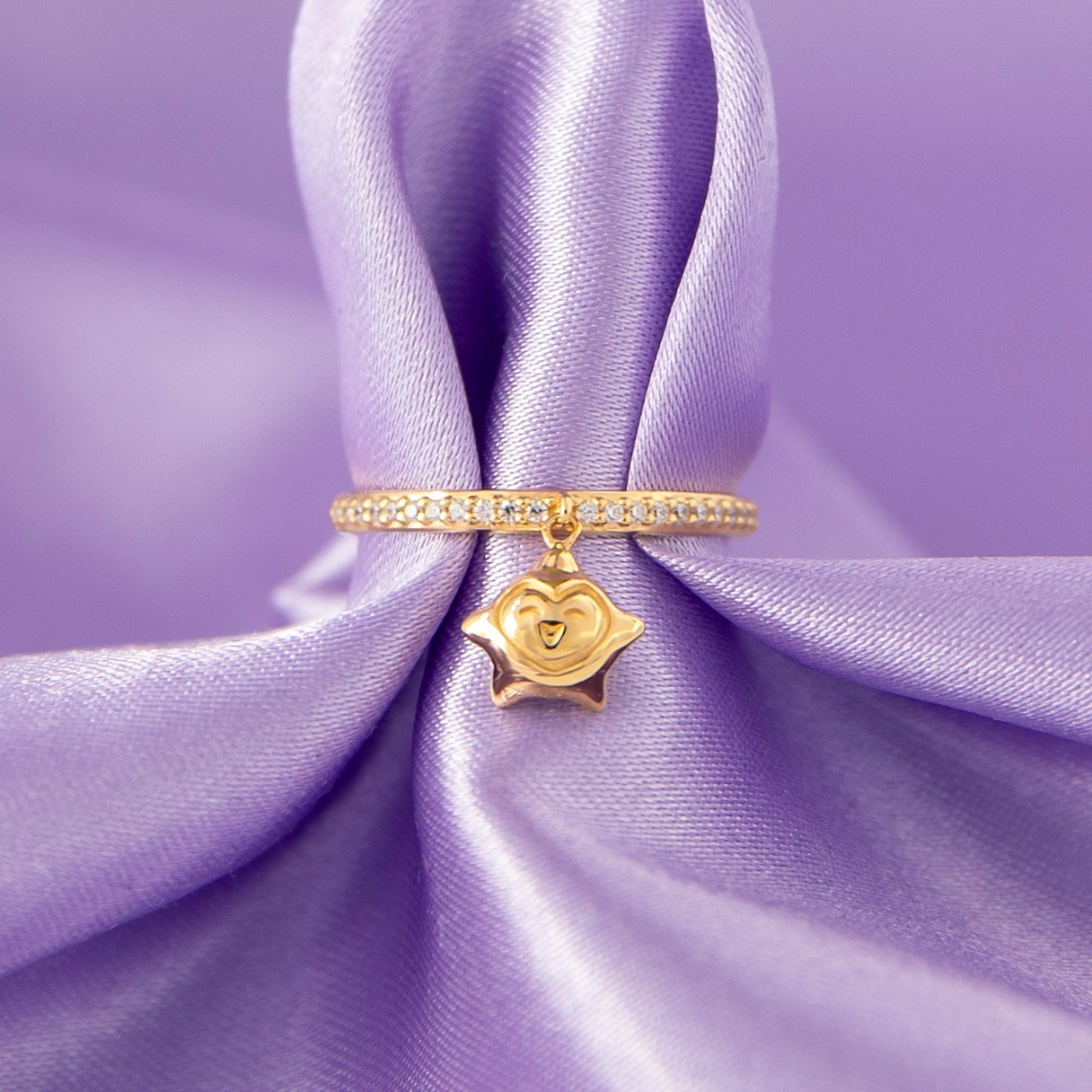 Disney X RockLove NEW ‘Wish’ Star Ring – Yellow Gold Plated Silver – Size 7