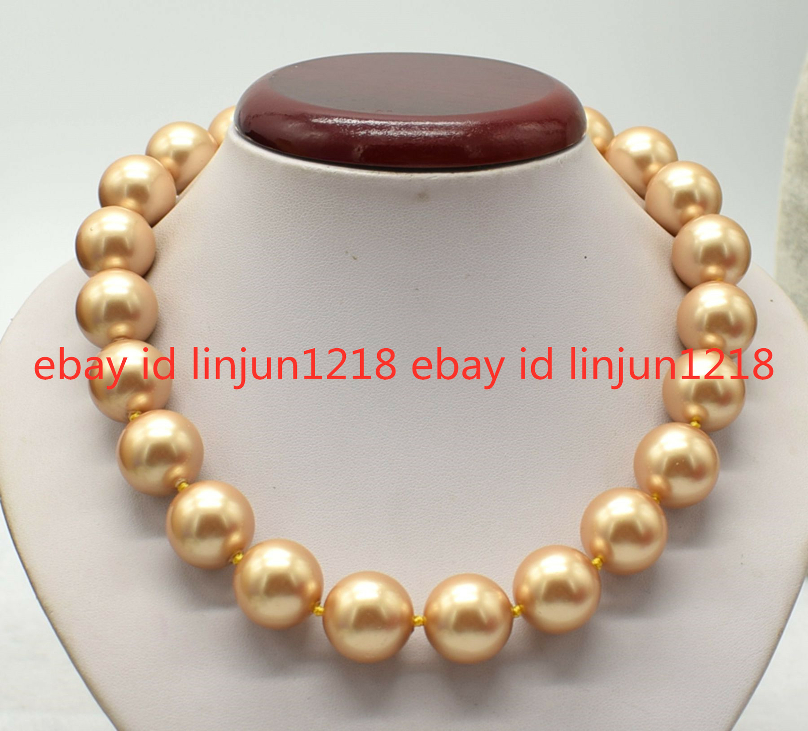 Huge 18mm Golden Champagne South Sea Shell Pearl Round Beads Necklace 18” AAA
