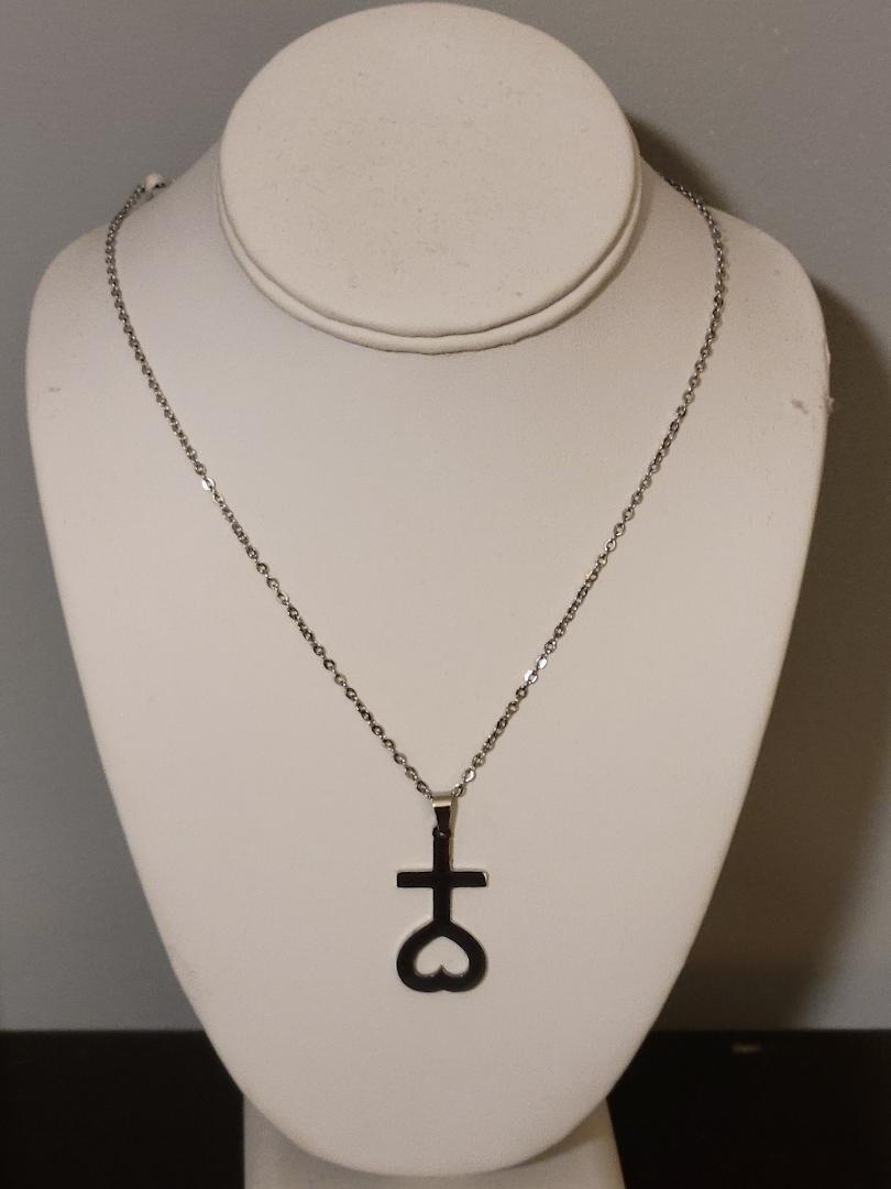 Lots of 5 “Thien Tam”Cross and Heart 3.6 cm with Chain 18”