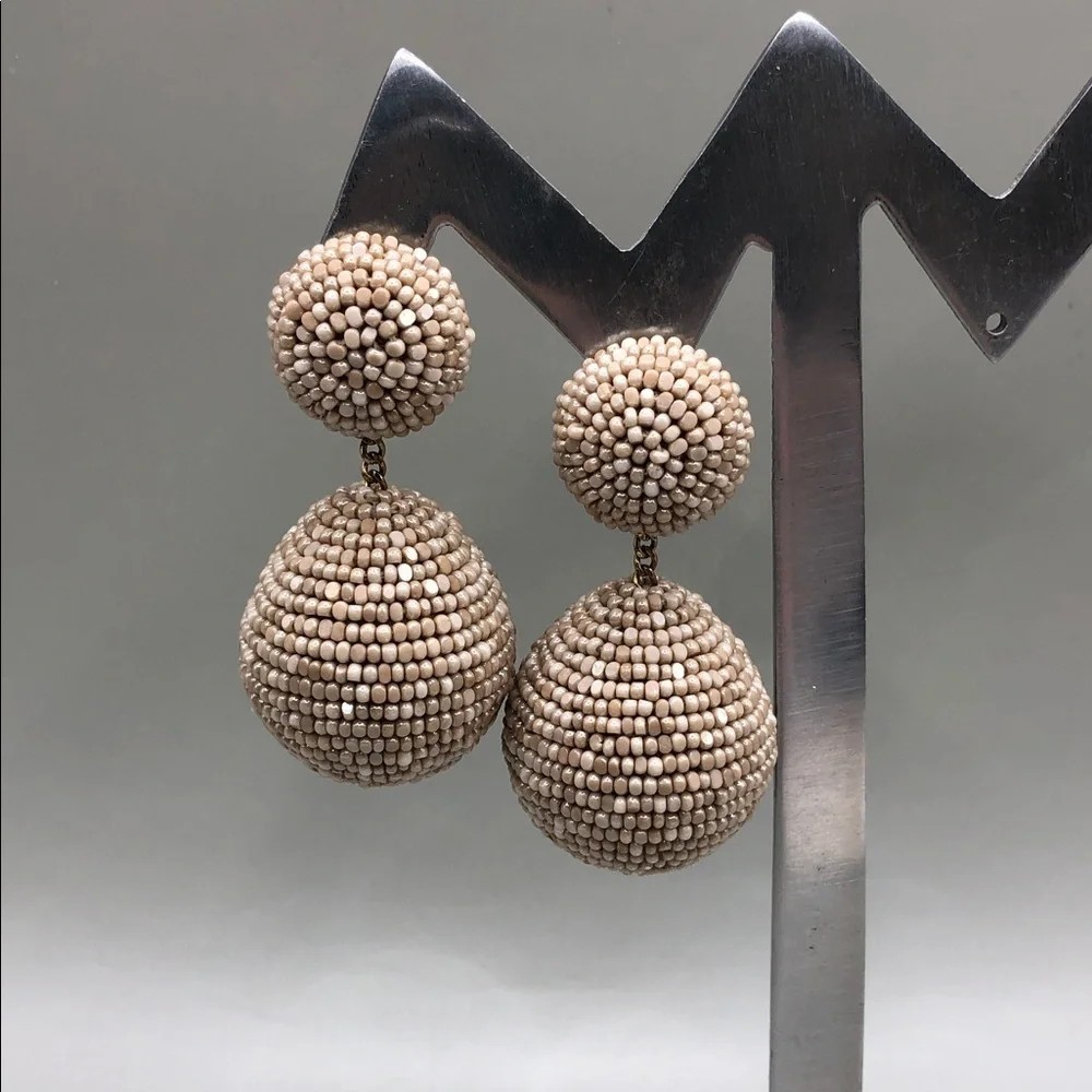 Deepa Gurnani Teslana Earrings in Beige Statement Style Dangle Drop